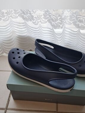 Crocs Flats Women's 11 Crocband Airy Slingback Comfort Lightweight Navy Blue